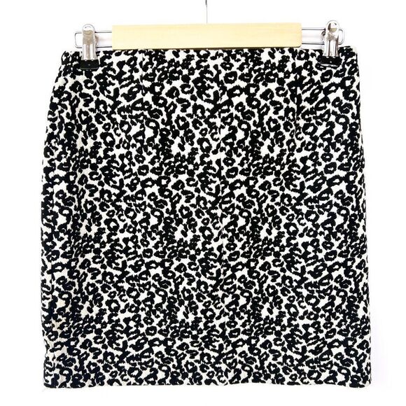 Express Black White Cheetah Leopard Animal Print Stretch Pencil Skirt Small - Picture 6 of 8